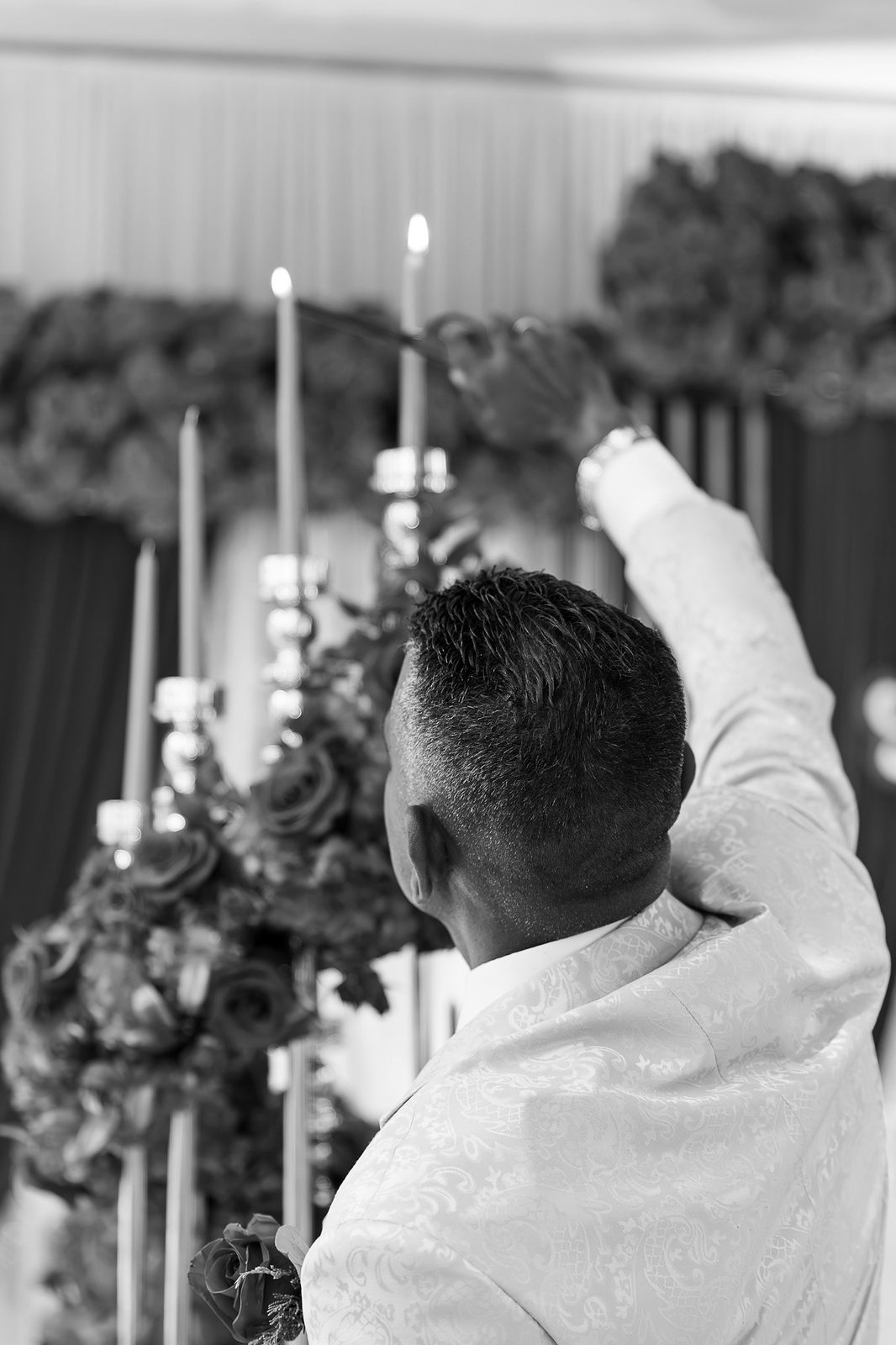 Candle ceremony in black and white